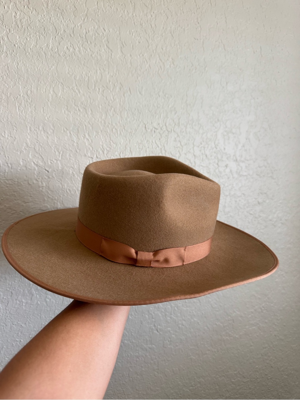 Lack Of Color Tan Wool Fedora with Black Sweatband